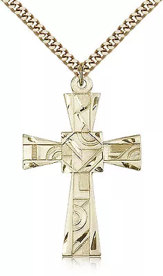 Gold Filled Cross Necklace For Men On 24 Chain - 30 Day Money Back Guarantee • $179.25