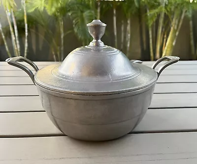 Vintage Wilton Pewter Colonial Style Soup Tureen Pot RWP Ladle Lid Handles 8.5  • $27