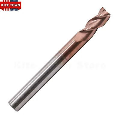 1/4  3 Flute Carbide End Mill 37° Helix For Aluminum - ZRN Coated - Square End • $13.99