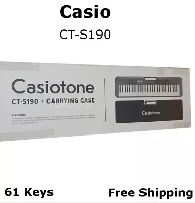 Casio CT-S190 61 Keys Portable Keyboard With Carry Case Black Portable Piano • $99.75