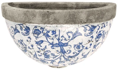 £19.99 • Buy Antiqued Blue & White Ceramic Plant Flower Herb Garden Wall Planter Pot 