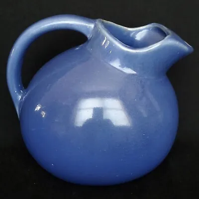 Vintage McCoy (?) American Art Pottery Large Blue Tilt Ball Pitcher W/Ice Lip 7  • $24.99