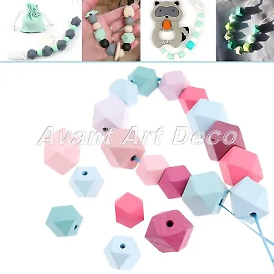 Octagonal Wooden Ball Beads Mixed Colour Polish For Handmade Jewelry Birthday • £4.26