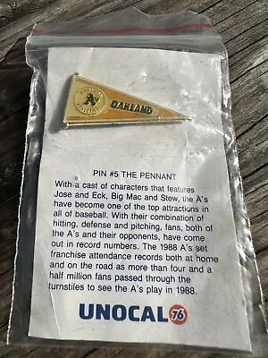 Vintage Oakland A’s Pennant Unocal 76 Pin #5 Pennant Hat Pushpin MLB PIN 1988 • $10