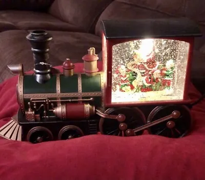 $85 • Buy NWT Santa's List Musical Lighted Snow Globe Train Raz Imports Gorgeous!