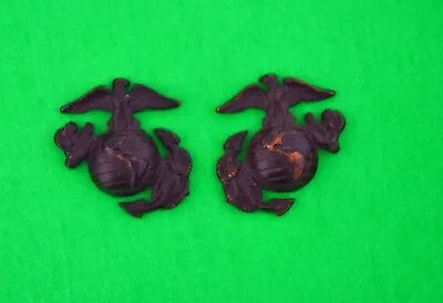 USMC Marine Corps Enlisted Black B.O.S. Collar Insignia 1 Pair Left And Right • $12.95