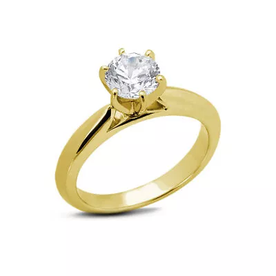 1 1/4ct F VS2 Round Natural Diamond 14ky Gold Solitaire Engagement Ring • $6045.63