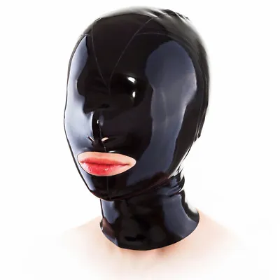 Latex Hood Cover Eyes Back Zipper Rubber Mask For Catsuit Club Wear Costume • $33