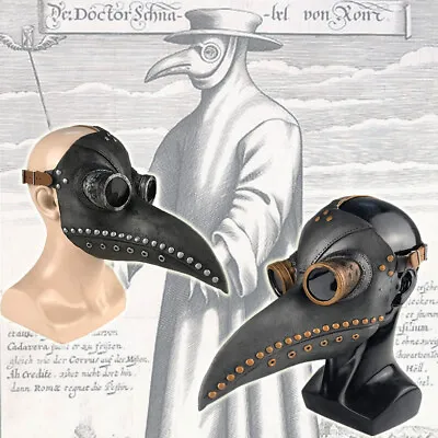 $9.99 • Buy Plague Doctor Mask Birds Mouth Long Nose Beak Faux Latex Steampunk For Halloween