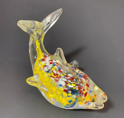 Murano Style Confetti Glass Dolphin Paperweight • $15