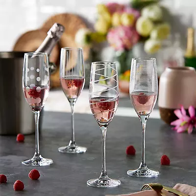 Mikasa Cheers Set Of 4 Champagne Flutes 8 Oz NEW Fine European Lead Free CRYSTAL • $50