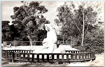 Postcard - Statue La Brea Tar Pits - Los Angeles California • $8.39