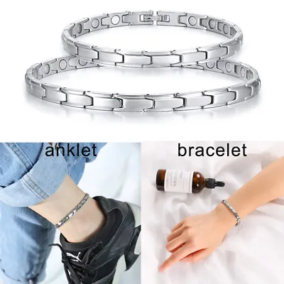 Silver Women Health Magnetic Therapy Bracelet Healing Energy Chain Ankle Anklet • $24.99