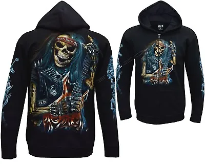 £26.99 • Buy New Guitar Rocker Grim Reaper Glow In Dark Zip Zipped Hoodie Hoody Jacket M -3XL