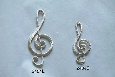 #2404 Lot 2Pcs BigSmall Silver Music Note Embroidery Iron On Applique Patch • $3.99