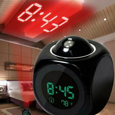 Digital LED Projection Alarm Clock Projector LCD Voice Talking Time Temperature • £9.89