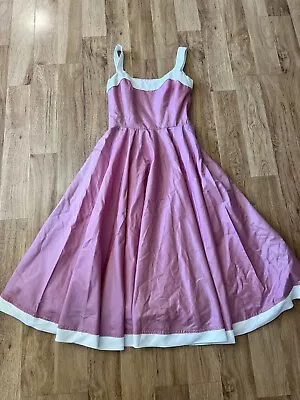 Vintage Pink Hand Sewn A Line Prom Dress Satin Sleeveless Invisible Zipper Small • $24.99