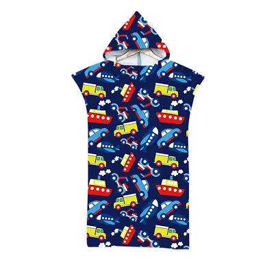 Build Vehicles Truck Excavator Cars Hooded Beach Towel Poncho Swim Changing Robe • £15.59