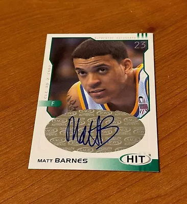 MATT BARNES 2002-03 Sage Hit Emerald Auto #H23 • $9.99