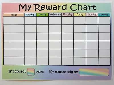 MAGNETIC- RAINBOW- Reusable REWARD CHART- Behaviour/Potty-SEN-Free Pen/Stickers • £3.77