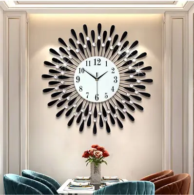 £18.99 • Buy 3D 38cm Large Diamante Beaded Crystal Jeweled Retro Style Wall Clock Home Decor