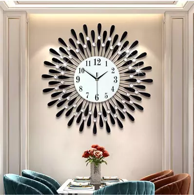 £18.99 • Buy 3D 38cm Large Diamante Beaded Crystal Jeweled Retro Style Wall Clock Home Decor