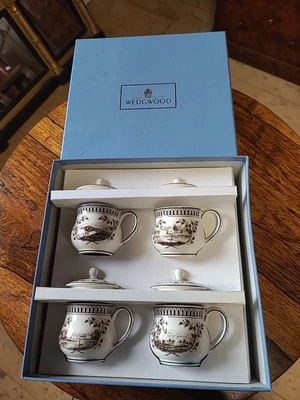 £85 • Buy Boxed Set Of Four Limited Edition Wedgwood Queens Ware Pot De Creme