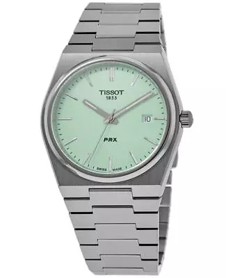 New Tissot PRX Quartz Mint Green Dial Steel Men's Watch T137.410.11.091.01 • $318