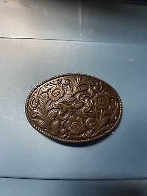 Vintage Women's Brass Flowered Belt Buckle Floral Beautiful Western Cowgirl • $12.50