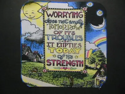 6 Fabric Pieces - Mary Engelbreit Print:   WORRYING...    6.5 X6.5  • $3.59