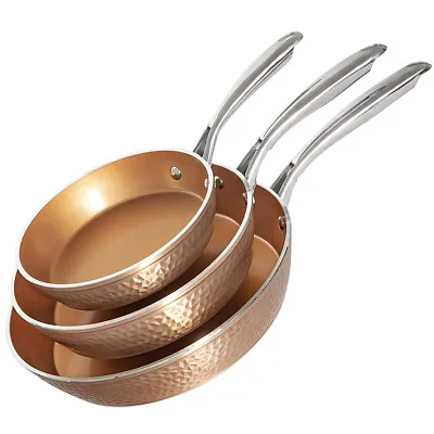 $69.99 • Buy Gotham Steel Hammered Copper 3 Pack Nonstick Frying Pan Set - 8”, 10” & 12”