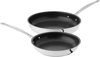 $81.78 • Buy Cuisinart Chefs Classic Stainless Nonstick Skillet Set Fry Pan  9 11 Inch Mirror