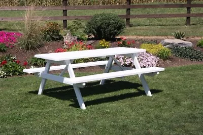 A&L Furniture Co. Amish-Made Pine Picnic Tables With Attached Benches - 4 Sizes • $519