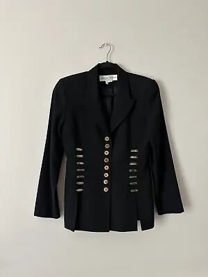 Lillie Rubin Women’s Black Jacket Wool Gold Buttons Size 8 Vintage • $60