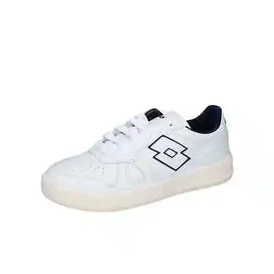 Shoes Men LOTTO Sneakers White Leather Blue EY44 • £71.79