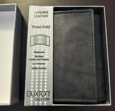 Men's Wallet - J. Buxton Dakota Three-Fold Leather Wallet With ID Window • $22.79