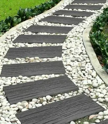 Primeur Garden Stepping Stones Recycled Rubber Non-slip - Railroad Tie Grey • £13.79