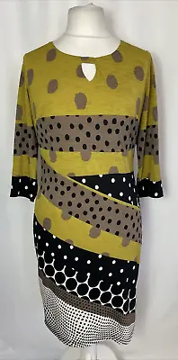 Frank Lyman Colorful Spotty Stretchy Body Con Dress UK12 Jersey Polka Dot L612 • £24.99