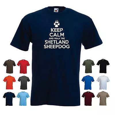 'Keep Calm And Walk The Shetland Sheepdog' Men's Dog Pet Funny Sheepdog T-shirt  • £11.69