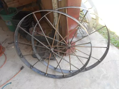 2) 30   Steel Ornamental Iron Garden Wagon Wheel Western Rustic Art  • $175