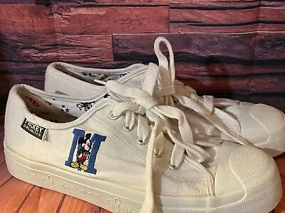 Vintage Disney Mickey Mouse Unlimited White Canvas Sneakers Shoes - Women's 8 • $17.99