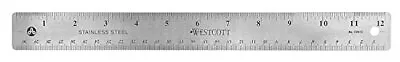 Westcott 10415 Stainless Metal Ruler With Non-Slip Cork Base 12-Inch • $2.89