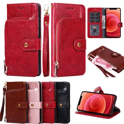 For Samsung S8 S8+ A7 A5 A8 J2 J5 Prime J7 S7 Zip Wallet Case Leather Flip Cover • $17.59