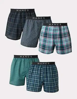 Hanes 5 Pack Boxer Mens Classics TAGLESS Comfort Flex Cotton Waistband Underwear • $24