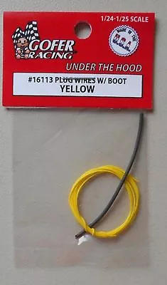 YELLOW PLUG WIRES W BOOT 1:24 1:25 GOFER RACING CAR MODEL ACCESSORY 16113 • $4.25