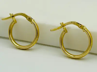 9ct Yellow Gold 14mm Small Round Hoop Earring Clip-on New PAIR • £39.90