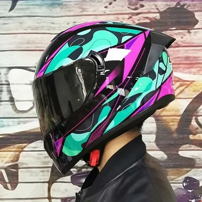 DOT Approved Motorcycle Helmets Full Face Dual Lens Racing Off Road Moto Helmet • $75.19