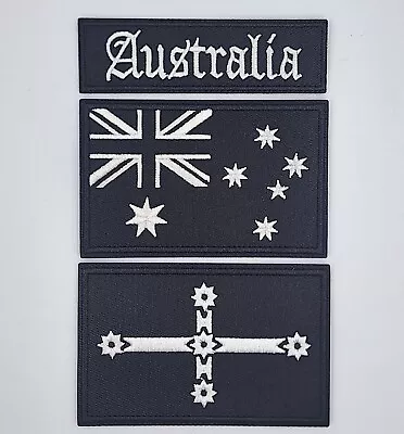 AUSTRALIA  B&W 3pc Biker Harley Davidson Vest Embroidered Patches Iron Sew On  • $21.80