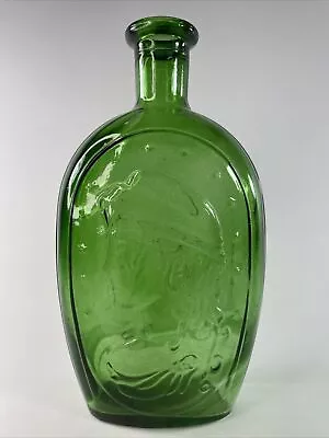 Vintage Wheaton Lady Liberty And Eagle Embossed Green Glass Bottle • $14.99