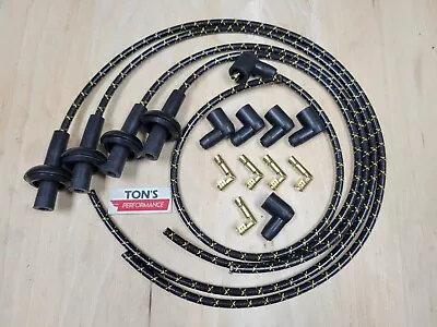 $65 • Buy Universal 8mm Vintage Cloth Spark Plug Ignition Wire Kit Aircooled VW Bug Yellow